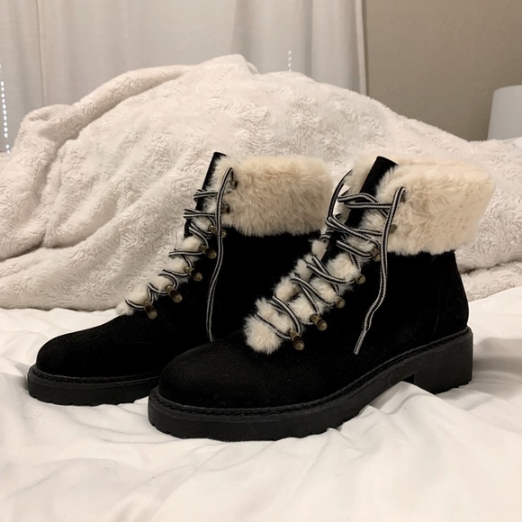 Combat Faux Suede Fur Boot 
